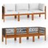 vidaXL 3-Seater Garden Sofa with Cushion Wood Acacia&Rope - Image 2