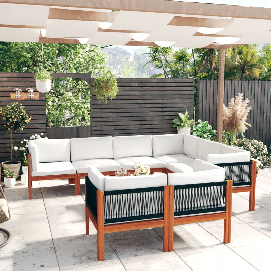 8720286190623_m_en_hd_1 vidaXL 10 Piece Garden Lounge Set with Cushions Cream Wood Acacia&Rope - Image 1