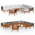 vidaXL 12 Piece Garden Lounge Set with Cushions Cream Wood Acacia&Rope - Image 2