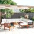 vidaXL 12 Piece Garden Lounge Set with Cushions Cream Wood Acacia&Rope
