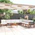 vidaXL 9 Piece Garden Lounge Set with Cushions Cream Wood Acacia&Rope