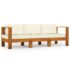vidaXL 3-Seater Garden Sofa with Cream White Cushions Solid Acacia Wood - Image 2