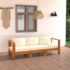 vidaXL 3-Seater Garden Sofa with Cream White Cushions Solid Acacia Wood
