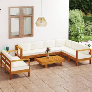 vidaXL 8 Piece Garden Lounge Set with Cushions 100x60 cm Acacia Wood