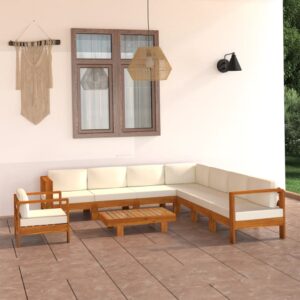 vidaXL 9 Piece Garden Lounge Set with Cushions 100x60 cm Acacia Wood