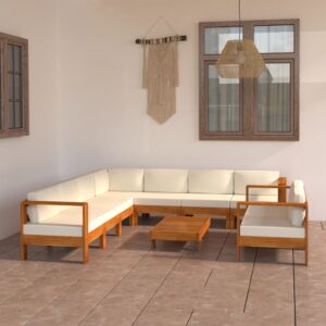 vidaXL 9 Piece Garden Lounge Set with Cushions 100x60 cm Acacia Wood