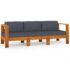 vidaXL 3-Seater Garden Sofa with Dark Grey Cushions Acacia Wood - Image 2