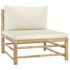 vidaXL 4 Piece Garden Lounge Set with Cream White Cushions Bamboo - Image 5