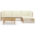 vidaXL 5 Piece Garden Lounge Set with Cream White Cushions Bamboo - Image 2
