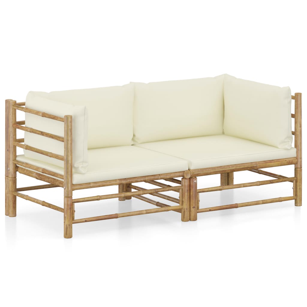 8720286191910_a_en_hd_1 vidaXL 2 Piece Garden Lounge Set with Cream White Cushions Bamboo - Image 1
