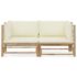 vidaXL 2 Piece Garden Lounge Set with Cream White Cushions Bamboo - Image 2