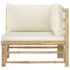 vidaXL 2 Piece Garden Lounge Set with Cream White Cushions Bamboo - Image 4