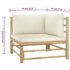 vidaXL 2 Piece Garden Lounge Set with Cream White Cushions Bamboo - Image 7