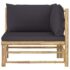 vidaXL 2 Piece Garden Lounge Set with Dark Grey Cushions Bamboo - Image 4