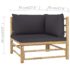 vidaXL 2 Piece Garden Lounge Set with Dark Grey Cushions Bamboo - Image 7