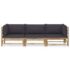 vidaXL 3 Piece Garden Lounge Set with Dark Grey Cushions Bamboo - Image 2