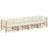 vidaXL 4 Piece Garden Lounge Set with Cream White Cushions Bamboo