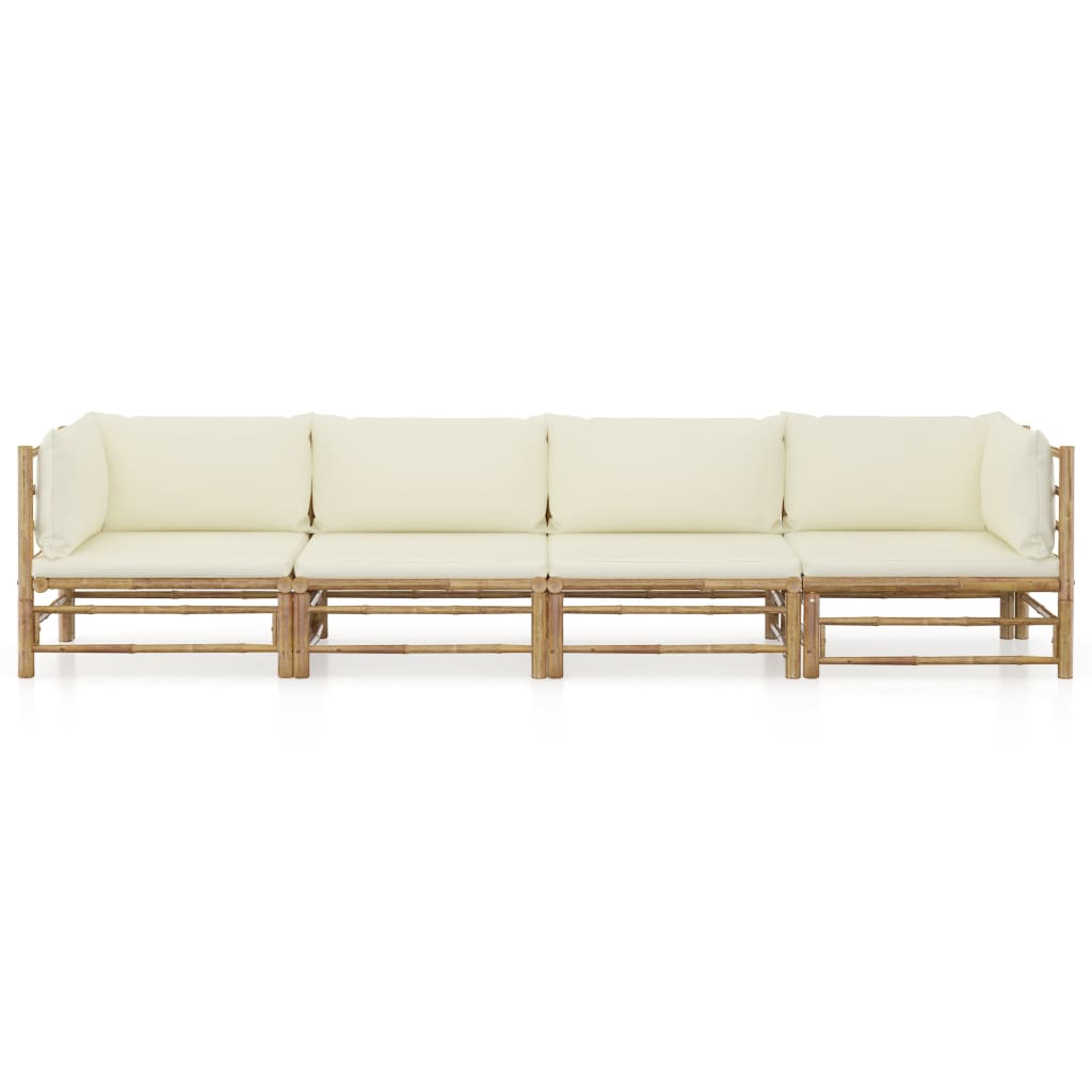 8720286191958_g_en_hd_1 vidaXL 4 Piece Garden Lounge Set with Cream White Cushions Bamboo - Image 2