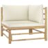vidaXL 4 Piece Garden Lounge Set with Cream White Cushions Bamboo - Image 3