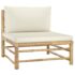vidaXL 4 Piece Garden Lounge Set with Cream White Cushions Bamboo - Image 5