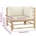 vidaXL 4 Piece Garden Lounge Set with Cream White Cushions Bamboo - Image 7