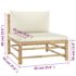 vidaXL 4 Piece Garden Lounge Set with Cream White Cushions Bamboo - Image 8