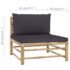 vidaXL 4 Piece Garden Lounge Set with Dark Grey Cushions Bamboo - Image 8