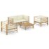 vidaXL 5 Piece Garden Lounge Set with Cream White Cushions Bamboo