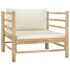 vidaXL 5 Piece Garden Lounge Set with Cream White Cushions Bamboo - Image 5