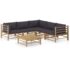vidaXL 6 Piece Garden Lounge Set with Dark Grey Cushions Bamboo