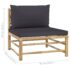 vidaXL 6 Piece Garden Lounge Set with Dark Grey Cushions Bamboo - Image 10