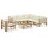 vidaXL 7 Piece Garden Lounge Set with Cream White Cushions Bamboo