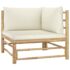 vidaXL 7 Piece Garden Lounge Set with Cream White Cushions Bamboo - Image 3