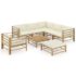 vidaXL 8 Piece Garden Lounge Set with Cream White Cushions Bamboo