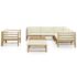 vidaXL 8 Piece Garden Lounge Set with Cream White Cushions Bamboo - Image 2