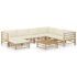 vidaXL 8 Piece Garden Lounge Set with Cream White Cushions Bamboo