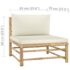vidaXL 10 Piece Garden Lounge Set with Cream White Cushions Bamboo - Image 12