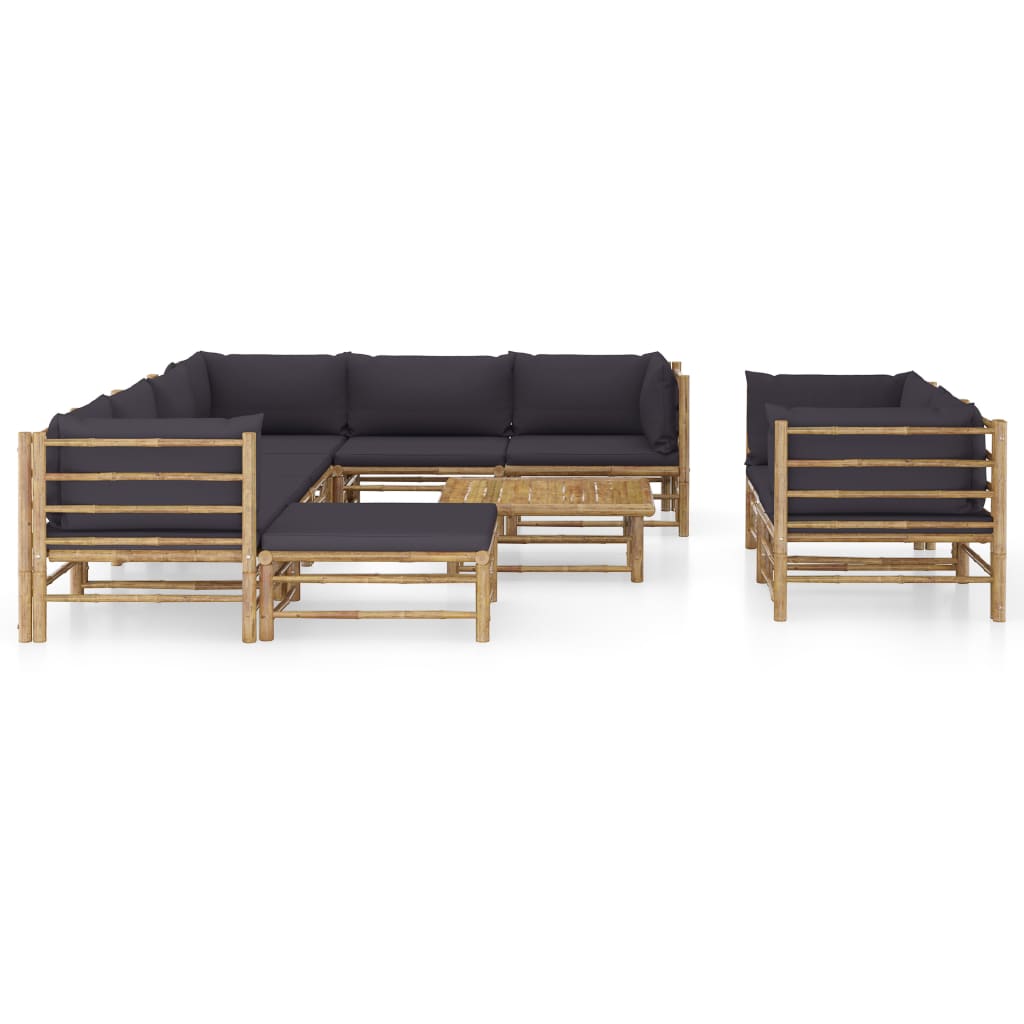8720286192122_g_en_hd_1 vidaXL 10 Piece Garden Lounge Set with Dark Grey Cushions Bamboo - Image 2