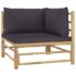 vidaXL 11 Piece Garden Lounge Set with Dark Grey Cushions Bamboo - Image 5