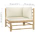 vidaXL 12 Piece Garden Lounge Set with Cream White Cushions Bamboo - Image 11