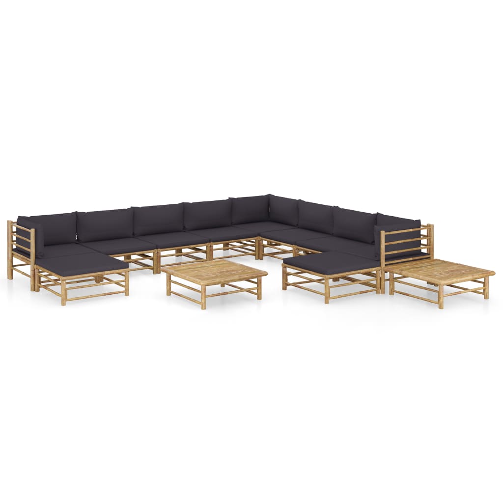 8720286192184_a_en_hd_1 vidaXL 12 Piece Garden Lounge Set with Dark Grey Cushions Bamboo - Image 1