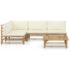 vidaXL 5 Piece Garden Lounge Set with Cream White Cushions Bamboo - Image 2