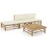 vidaXL 4 Piece Garden Lounge Set with Cream White Cushions Bamboo