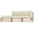 vidaXL 3 Piece Garden Lounge Set with Cream White Cushions Bamboo - Image 2