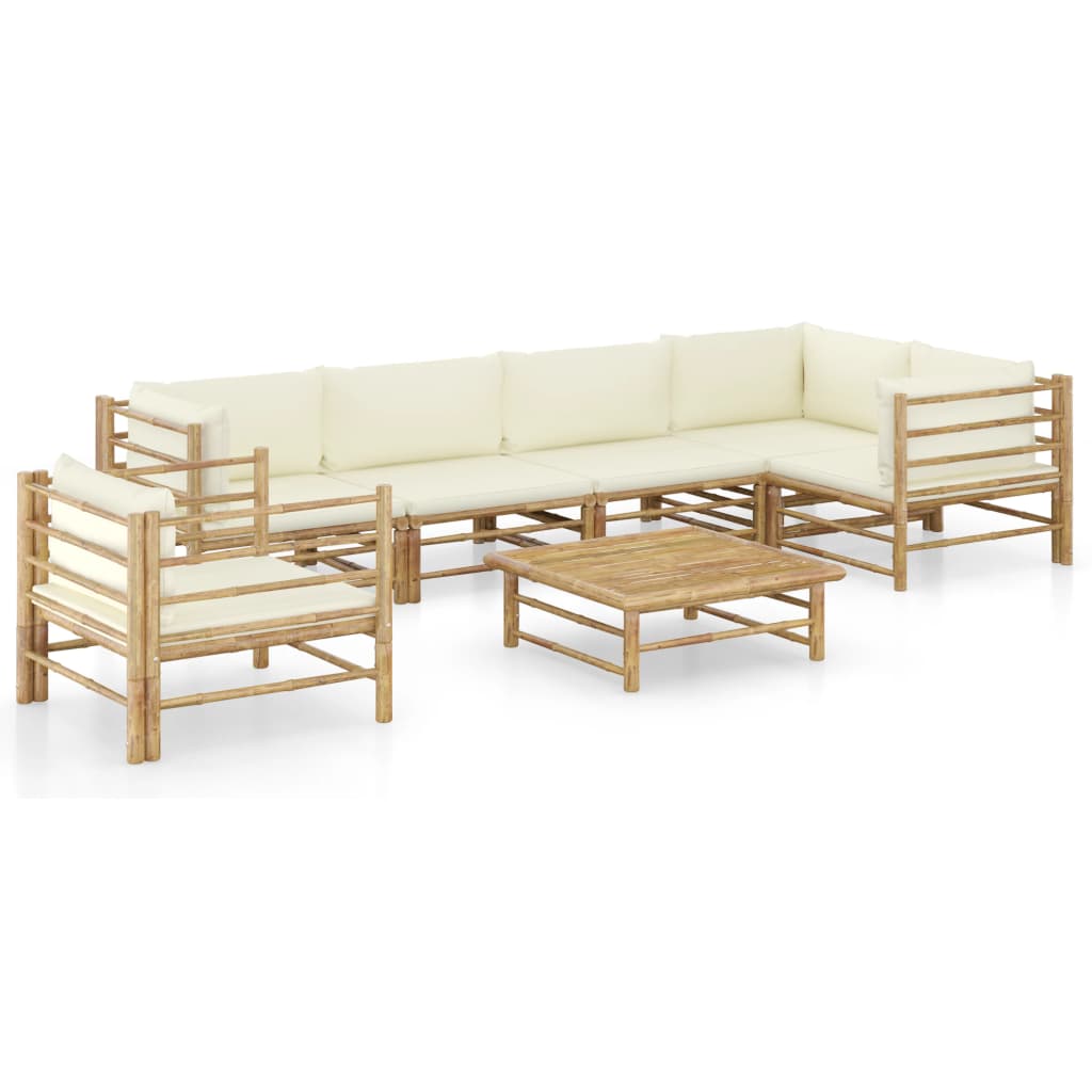 8720286192375_a_en_hd_1 vidaXL 7 Piece Garden Lounge Set with Cream White Cushions Bamboo - Image 1