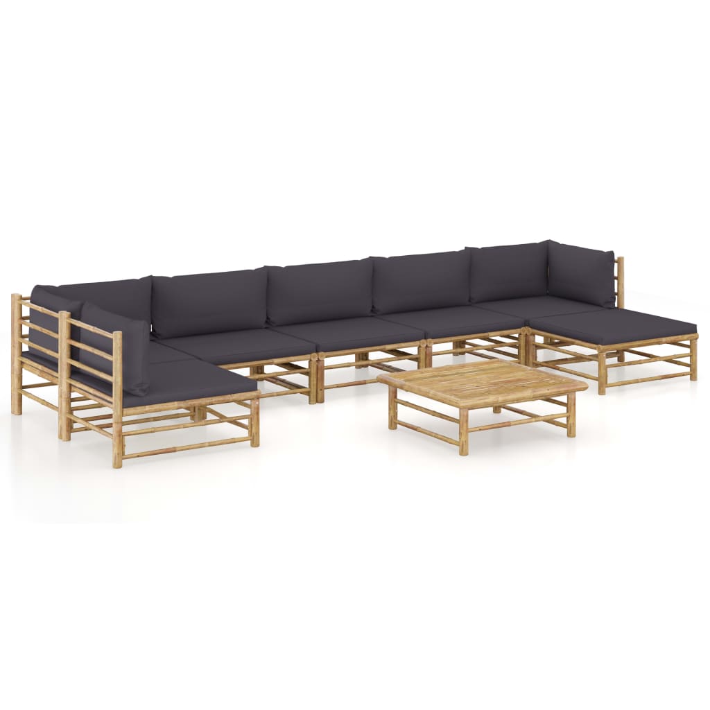 8720286192405_a_en_hd_1 vidaXL 8 Piece Garden Lounge Set with Dark Grey Cushions Bamboo - Image 1
