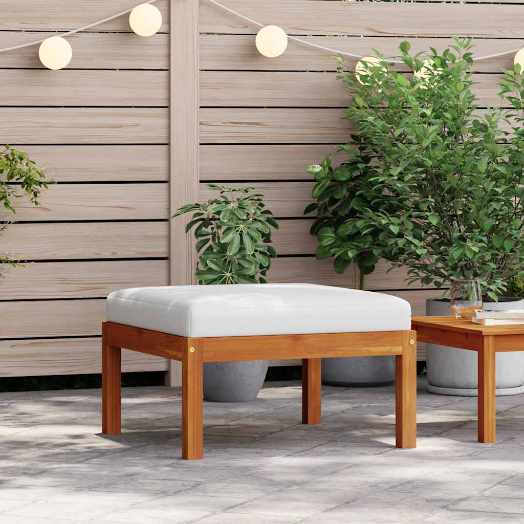 vidaXL Garden Footstool with Cushion Solid Acacia Wood