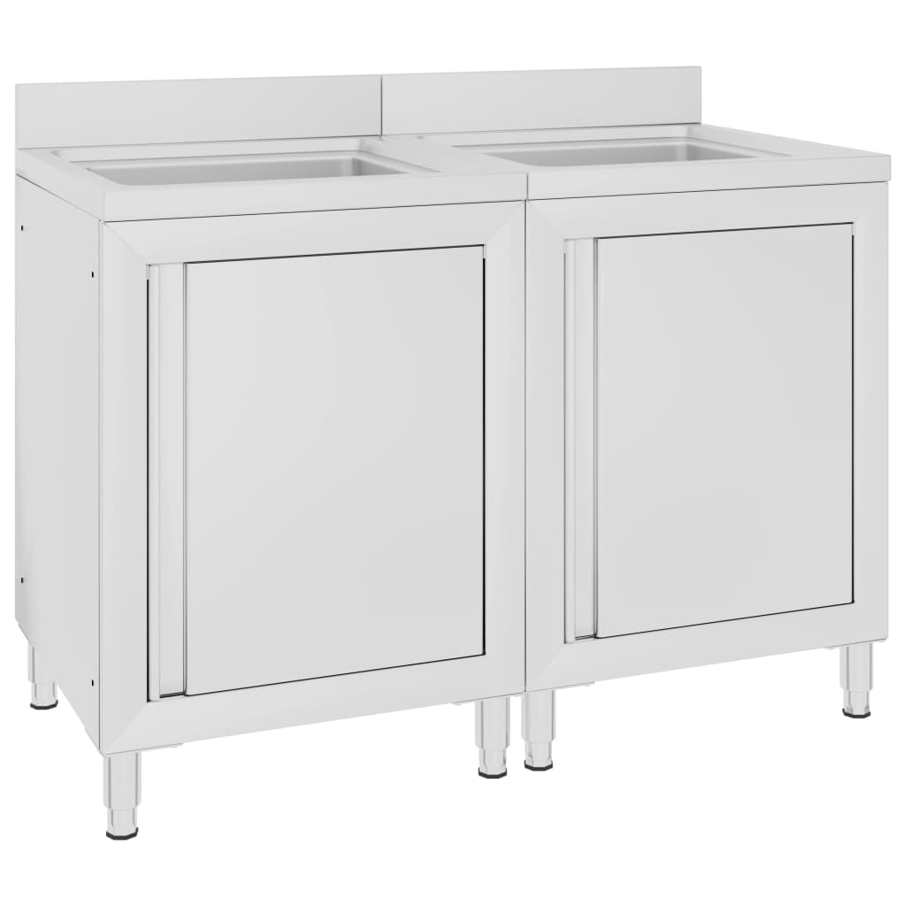 8720286198094_a_en_hd_1 vidaXL Commercial Kitchen Sink Cabinets 2 pcs Stainless Steel - Image 1