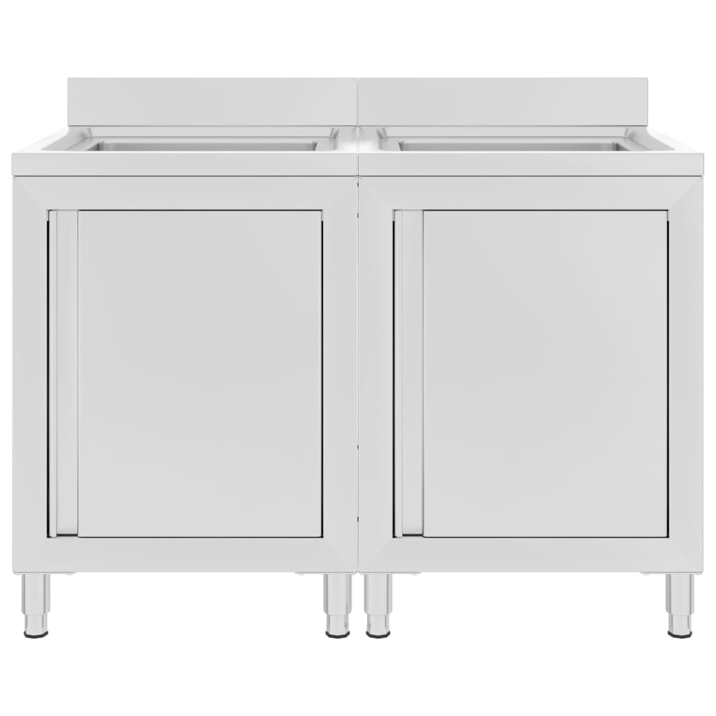 8720286198094_g_en_hd_1 vidaXL Commercial Kitchen Sink Cabinets 2 pcs Stainless Steel - Image 2