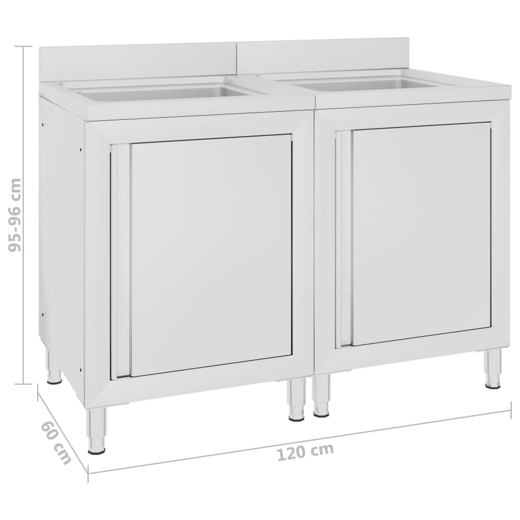 8720286198094_g_en_hd_4 vidaXL Commercial Kitchen Sink Cabinets 2 pcs Stainless Steel - Image 5